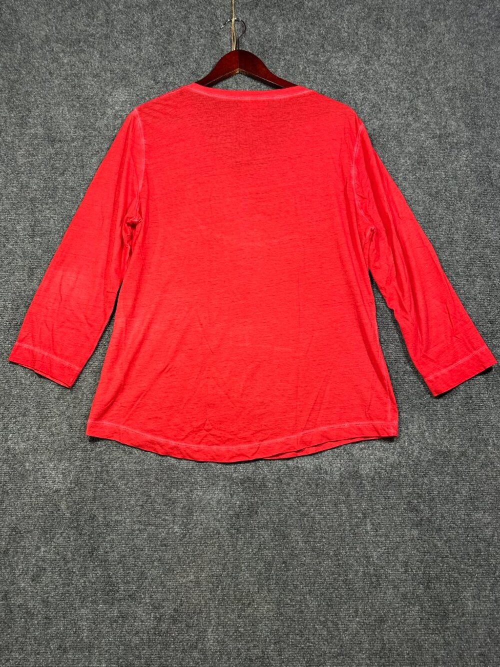 Lauren Ralph Lauren Top Womens Large Red Henley Lightweight Crochet Shoulder - Picture 6 of 7